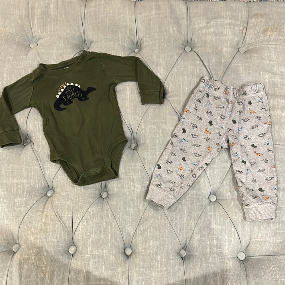 Carter's Green and Gray Dinosaur Baby Set